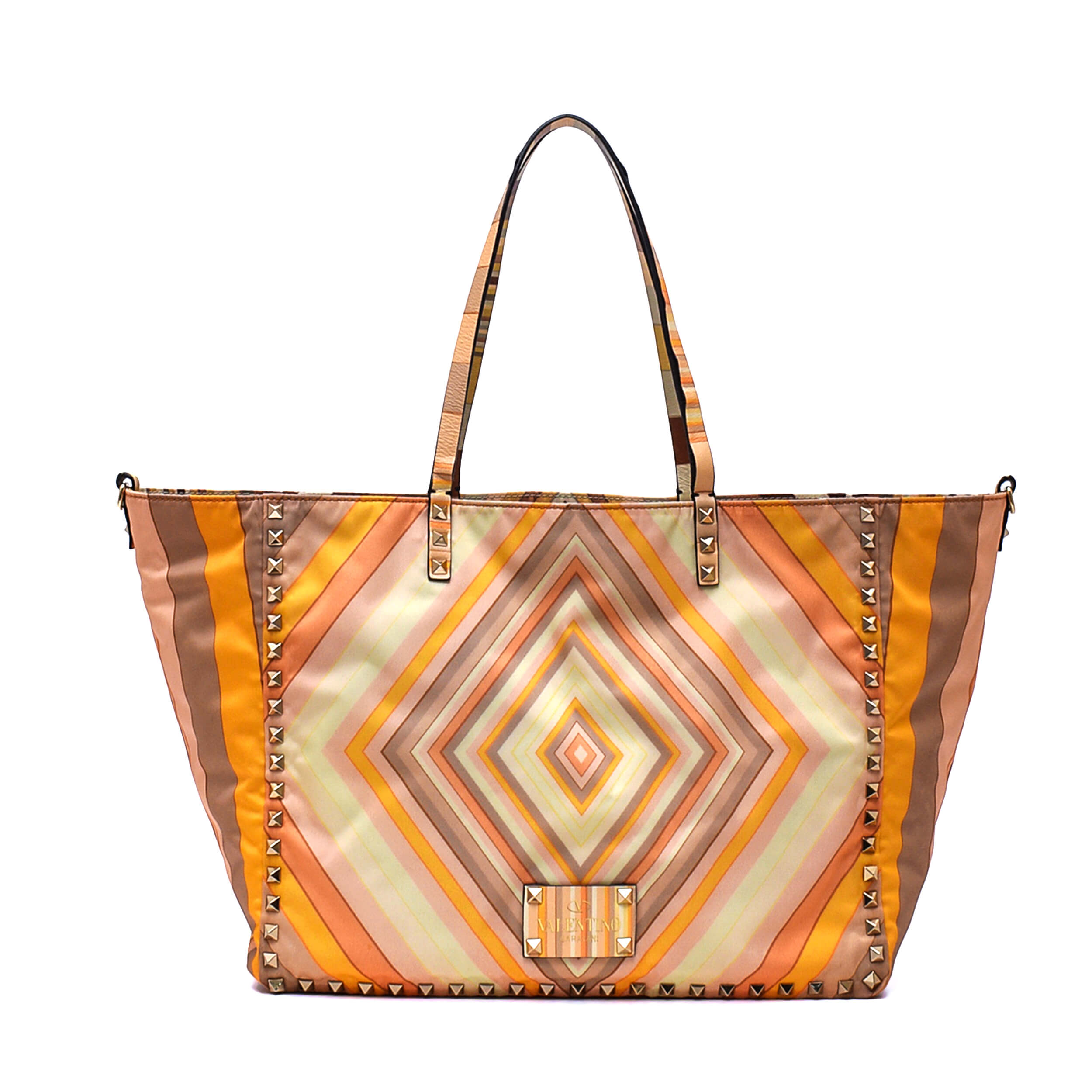 Valentino - Multicolor Vitello Native Couture 1975 Rockstud Trapeze Bag